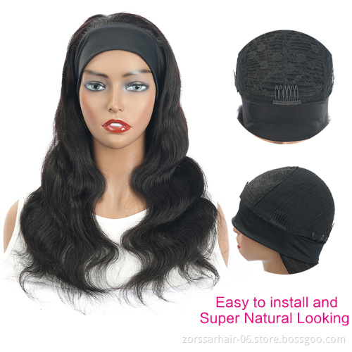 Wholesale Brazilian Virgin Cuticle Aligned Human Hair Wigs For Black Women Body Wave Headband Wig